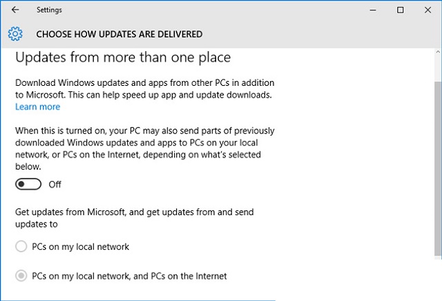Tắt cập nhật Windows 10 qua máy ngang hàng
