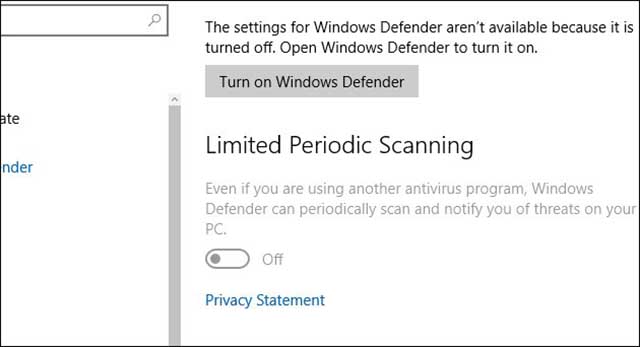Bật – tắt Windows Defender qua phần mềm 5
