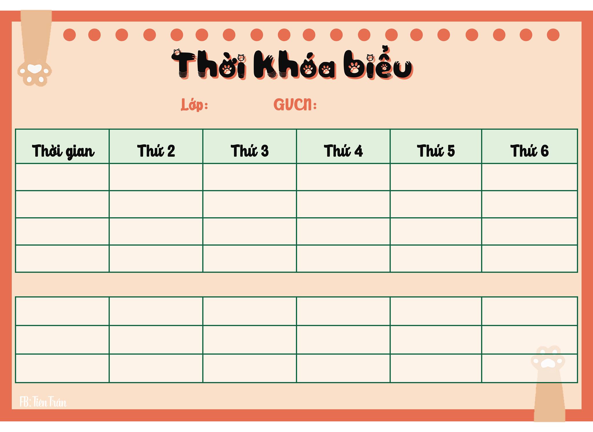 Download 97 mẫu thời khóa biểu Excel Word đẹp nhất